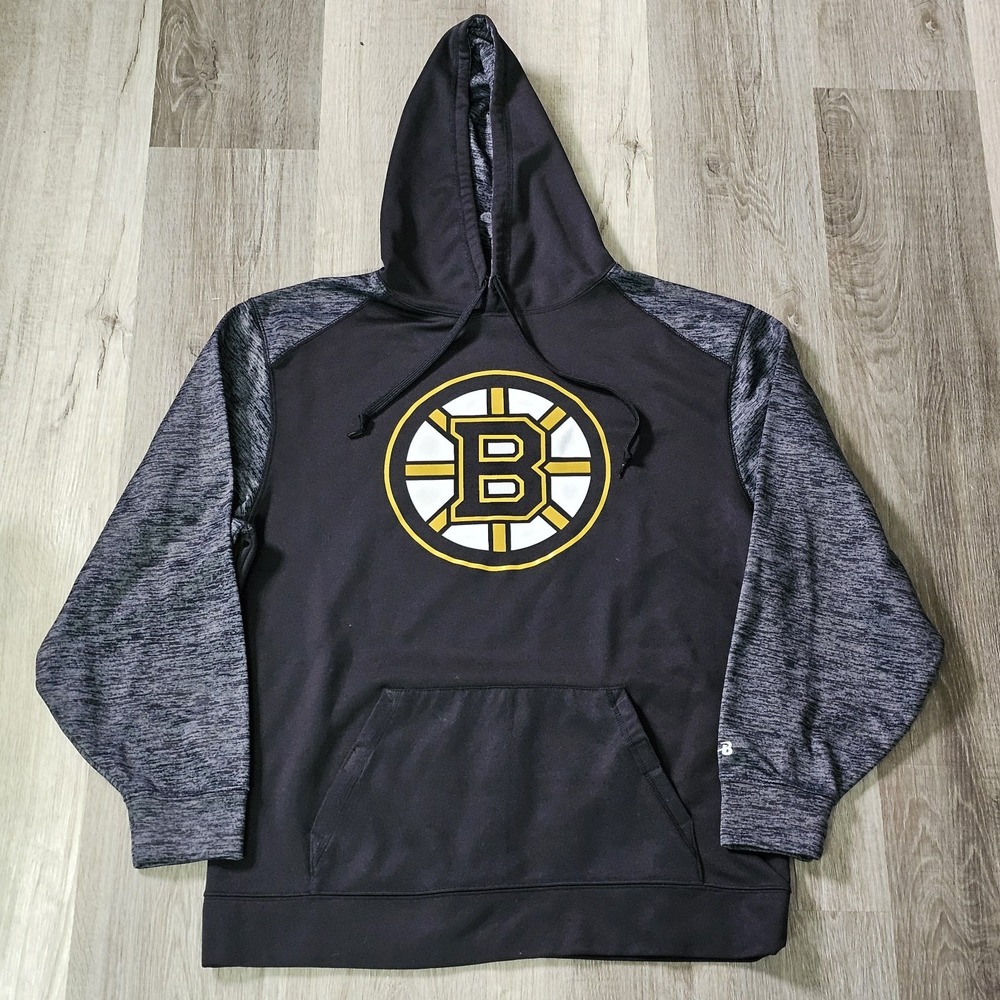 Boston Bruins Hoodie Medium Black Big Logo Hockey Badger Sports